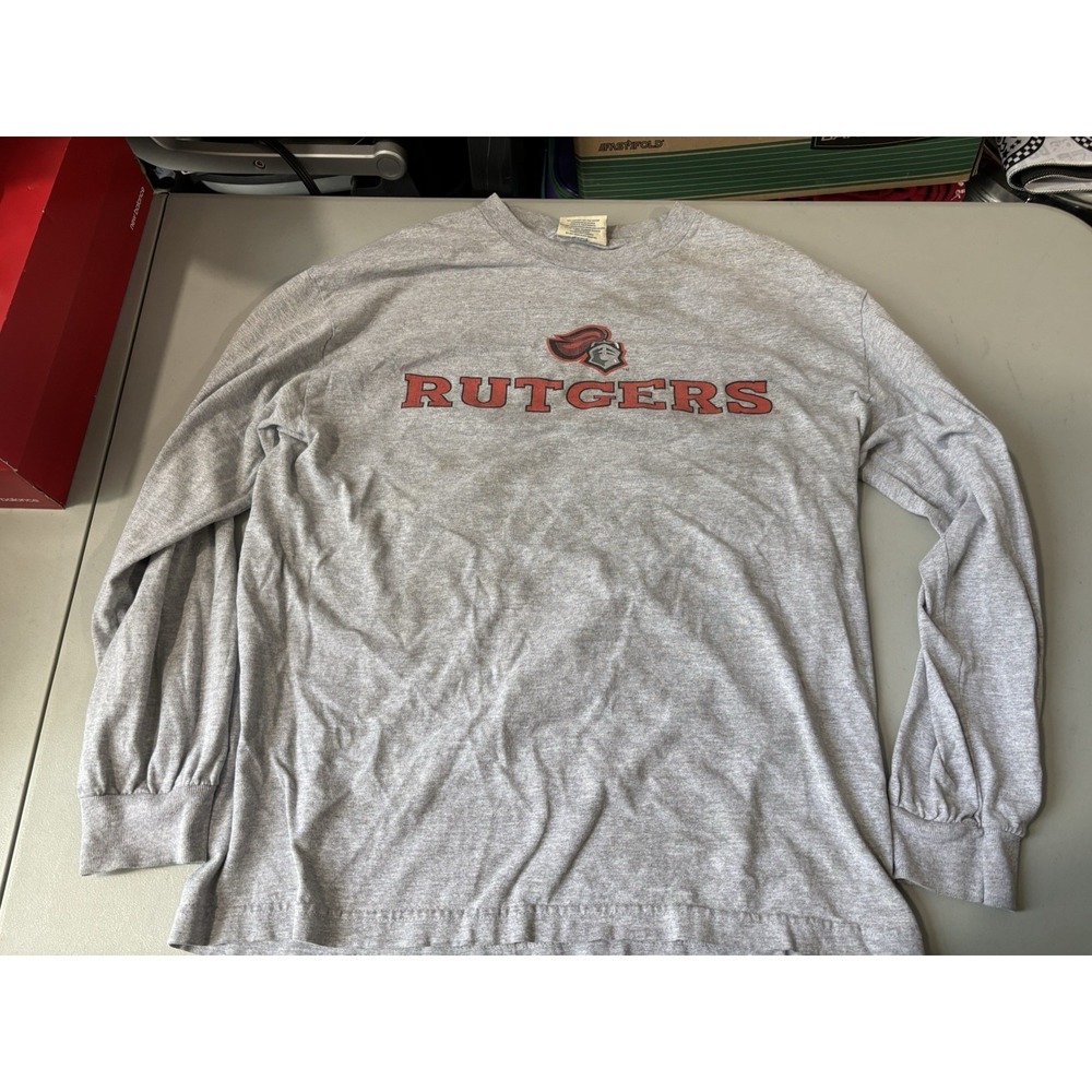 Vtg Rutgers Knight Steve & Barry's Long Sleeve Gray Tshirt L